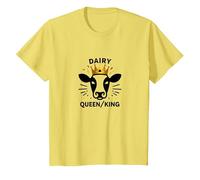 Dairy Queen/King Cow Royalty Funny Farm Humor T-Shirt, Kids, Lemon, 12 Years