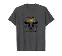 Dairy Queen/King Cow Royalty Funny Farm Humor T-Shirt, Men, Dark Heather Grey, 5XL