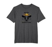 Dairy Queen/King Cow Royalty Funny Farm Humor T-Shirt, Men's Big and Tall, Dark Heather Grey, 5X Tall