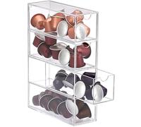 DAIRYCOF 1Pcs Acrylic Coffee Pods Storage Box with 4 Drawer-Transparent coffee pod holder 24.7 x 17.6 x 6.6 cm -Compatible with Nespresso Capsules - acrylic drawer organiser (1)