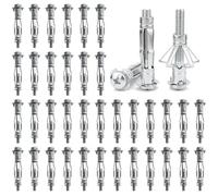 DAIRYCOF M4×38 Hollow Wall Anchors 50Pcs Plasterboard fixings,Heavy Duty Metal Hollow Wall Anchors for Plasterboard, Tiles & Partitions - Fix Curtain Rails, Shelves, Light Fittings