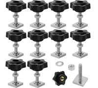 DAIRYCOF T Track Bolts 12 PCS Roof Rack Bolts M6 x 35 mm with Thumb Screws m6 with nut Washer 20x20×4mm Square Sliding Blocks for roof Rack Rail Carrier (12, M6×35mm)