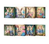 DairyDing 8 Packs DIY 5D Diamond Painting Easter Bunny Cards Kits for Adults Easter Diamond Art Greeting Cards Art Craft Gifts
