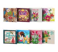 DairyDing 8 Packs DIY 5D Diamond Painting Flowers Cards Kits for Adults Beautiful Flowers Diamond Art Craft Greeting Cards Father's Day Card & Mother's Day Card for Friends Family Dad and Mom