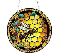 DairyDing DIY 5D Bee Diamond Painting Kits Hanging Sign Wall Art Sign Special Shaped Diamond Art Suncatcher Window Hanging Ornament Window Pendants Home Garden Wall Door Hanging Diamond Painting Kits