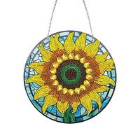DairyDing DIY 5D Big Sunflower Diamond Painting Kits Hanging Sign Wall Art Sign Special Shaped Sunflower Diamond Art Suncatcher Window Hanging Ornament Window Pendants for Adults Home Garden Wall Door