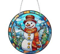 DairyDing DIY 5D Christmas Snowman Diamond Painting Kits Hanging Sign Wall Art Sign Special Shaped Diamond Art Suncatcher Window Hanging Ornament Window Pendants for Adults Home Garden Wall Door