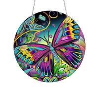 DairyDing DIY 5D Colorful Butterfly Diamond Painting Kits Hanging Sign Wall Art Sign Special Shaped Diamond Art Suncatcher Window Hanging Ornament Window Pendants for Adults Home Garden Wall Door