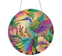 DairyDing DIY 5D Colorful Hummingbird Diamond Painting Kits Hanging Sign Wall Art Sign Special Shaped Diamond Art Suncatcher Window Hanging Ornament Window Pendants for Adults Home Garden Wall Door