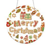 DairyDing DIY 5D Double Sided Merry Christmas Diamond Painting Hanging Sign Wall Art Sign Xmas Diamond Art Kits Adults Suncatcher Window Hanging Ornament Window Pendants for Home Garden Wall Door