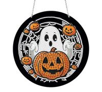 DairyDing DIY 5D Double Sided Spooky Pumpkin Diamond Painting Hanging Sign Wall Art Sign Diamond Art Kits Adults Suncatcher Window Hanging Ornament Window Pendants for Home Garden Wall Door