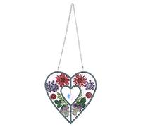 DairyDing DIY 5D Flowers Heart Diamond Painting Kits Hanging Sign Wall Art Sign Special Shaped Crystal Heart Diamond Art Window Pendants Home Garden Wall Door Hanging Diamond Painting Kits
