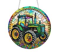 DairyDing DIY 5D Green Tractor Diamond Painting Kits Hanging Sign Wall Art Sign Special Shaped Tractor Diamond Art Suncatcher Window Hanging Ornament Window Pendants for Adults Home Garden Wall Door