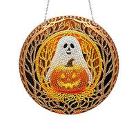 DairyDing DIY 5D Halloween Ghost Pumpkin Diamond Painting Kits Hanging Sign Wall Art Sign Special Shaped Diamond Art Suncatcher Window Hanging Ornament Window Pendants for Adults Home Garden Wall Door