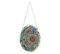 DairyDing DIY 5D Sunflowers Diamond Painting Kits Hanging Sign Wall Art Sign Special Shaped Crystal Sunflower Diamond Art Window Pendants Home Garden Wall Door Hanging Diamond Painting Kits