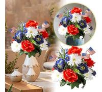 Daises Flowers Red Blue And Gold Simulation Bouquet Set Wedding Stairs/tabletop Decoration Party Shooting Props And Fast How to Wrap Five Eggs (Blue, 47x33cm)