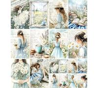 Daises in Blue Rice Paper, 20 x 26.5cm (6 Sheets) - 6X Decoupage Papers for Collage, Mixed Media, Card Making & Crafts, Decoupage by CRAFT KREATIVELY