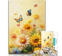 Daisies And Butterflies Puzzles for Adults And Teenagers,Challenging To Complete But Fun And Humorous Birthday Present,Gifts,Wall Art (75x50cm)