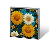 Daisies And Sunflowers Whimsical Pattern Unisex Brooches & Pins Square Lightweight Lapel Badge Jewelry for Clothing Shawl Hat
