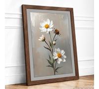 Daisies and Wanderer Botanical Framed Wall Art Print A2 (59.4×42cm) Walnut, Wall Decor for Living Room, Bedroom, Office & Home, Ready to Hang, Art Gift