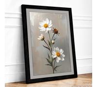 Daisies and Wanderer Botanical Framed Wall Art Print A3 (42×29.7cm) Black, Wall Decor for Living Room, Bedroom, Office & Home, Ready to Hang, Art Gift