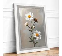 Daisies and Wanderer Botanical Framed Wall Art Print A3 (42×29.7cm) White, Wall Decor for Living Room, Bedroom, Office & Home, Ready to Hang, Art Gift