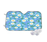 Daisies Blue Green Wind Sun Shade for Car Sun Visor Foldable Vehicle Sunshade 30x55 Inch