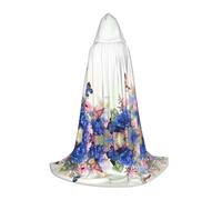 (Daisies Butterflies) Print Hooded Cape For Teenagers Costume Party, Halloween Hooded Cape Soft and Elastic,L