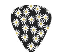 Daisies Flowers Florals Flower Black And White Simple,12 Pcs Guitar Pick,3 Different Thickness Plectrums for Acoustic Guitar Bass Ukulele (0.46mm 0.96mm 0.71mm)