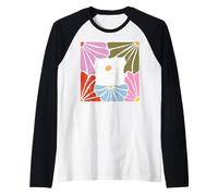 Daisies Flowers Vintage Minimalist Retro Floral Raglan Baseball Tee