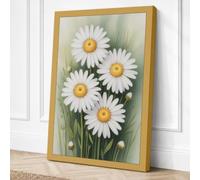 Daisies in Bloom Botanical Canvas Wall Art Print 30x20 Inch (76 x 51 cm)