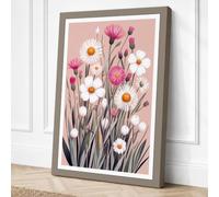 Daisies in Dusty Rose Canvas Wall Art Print 24x16 Inch (61 x 41 cm)