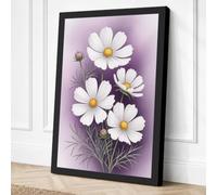 Daisies in Purple Light Canvas Wall Art Print 36x24 Inch (91 x 61 cm)
