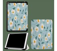 Daisies Leaves Pattern Case for 10.9 Inch Ipad 10Th Gen, Vintage Floral Cover for Ipad Auto Sleep/Wake Shockproof Protective Case with Pencil Holder