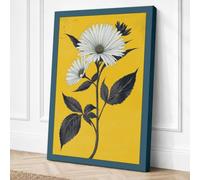 Daisies on Gold Botanical Canvas Wall Art Print 30x20 Inch