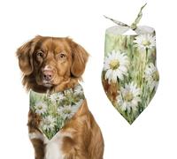 Daisies Wildwood Floral Dog Bandana, Soft Breathable Pet Scarf, Personalized Dog Bib Kerchief for Small Medium Large Dogs Cats, Exquisite Pet Neckerchief for Daily Wear, Travel, Party
