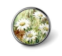 Daisies Wildwood Floral Round Alloy Clothing Brooch