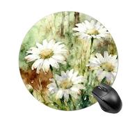 Daisies Wildwood Floral Round Rubber Mouse Pad 7.8 Inch Stable Non Slip Circular Computer Mat Portable Resistant Desk Mat for Office Laptop Desktop Professional Daily Working Scenes