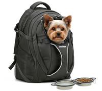 DAISTERN Dog Backpack Carrier for Hiking, Pet Travel Bag up to 8KG, 2-in-1 Foldable Cat Backpack with Laptop Compartment, Reinforced Ventilated 600D Nylon Rucksack for Walking Camping Commuting