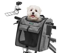 DAISTERN Dog Basket Bicycle Front up to 10 kg, Foldable Breathable Dog Bicycle Basket, 4-in-1 Backpack, Shoulder Bag, Car Seat with Robust L-shaped Holder, Diameter 55 mm, Comfortable Cushion