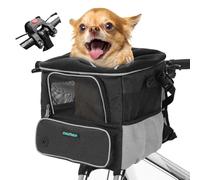 DAISTERN Dog Bicycle Basket up to 4 kg with Handlebar Adapter Diameter 53 mm, Dog Basket Bicycle Front Backpack Shoulder Bag Car Seat with Multiple Mesh Windows, Waterproof Seat Cushion, Suitable for