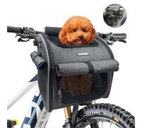 DAISTERN Dog Bike Basket Front, Pet Backpack with Mesh Windows, Foldable Dog Cat Bag Up to 9KG with Soft Waterproof Mat and Patented Bracket, Multifunctional Pet Carrier for Picnic Shopping