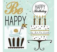 Daisy 3-Ply Birthday Party Tissue Paper Napkins Serviettes for Decoupage Lunch 33cm x 33cm - Pack of 20 (Mint and Happy B-Day)