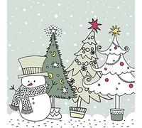 DAISY 3-Ply Children Theme Xmas Decoupage Tissue Paper Napkins Decorative Christmas Serviettes 33cm x 33cm - Pack of 20 (Graphic Snowman and Xmas Trees)
