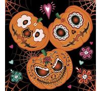 DAISY 3-Ply Daisy Halloween Theme Decoupage Serviettes Tissue Paper Napkins Serviettes 33cm x 33cm - Pack of 20 (Mexican Pumpkins), Orange