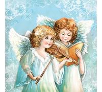 DAISY 3-Ply Daisy Xmas Decoupage Tissue Paper Napkins Decorative Christmas Serviettes - Pack of 20 (Two Angels Singing & Playing), 33cm x 33cm - 1/4 folded