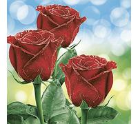Daisy 3-Ply Flowers Tissue Paper Napkins Serviettes for Decoupage Lunch 33 x 33cm - Pack of 20 (Three Classic Red Roses)