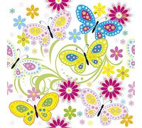DAISY 3-Ply Flowery Tissue Paper Napkins Serviettes for Decoupage Lunch 33cm x 33cm - Pack of 20 (Graphic Colour Butterflies with Flowers)