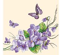 Daisy 3-Ply Flowery Tissue Paper Napkins Serviettes for Decoupage Lunch 33cm x 33cm - Pack of 20 (Violet Flowers)