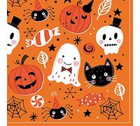DAISY 3-Ply Halloween Theme Decoupage Serviettes Tissue Paper Napkins Serviettes 33cm x 33cm - Pack of 20 (Orange Halloween Booo)